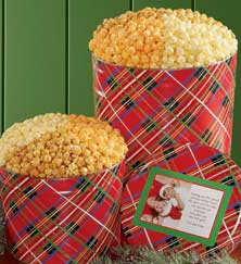 Holiday Plaid Popcorn Tins