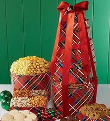 Holiday Plaid Tin & Tower