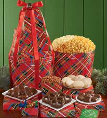 Holiday Plaid Tin & Tower