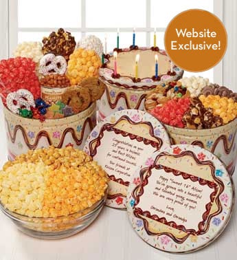 Celebration Cake Tins-Celebration Cake 3 Way Popcorns at thepopcornfactory.com